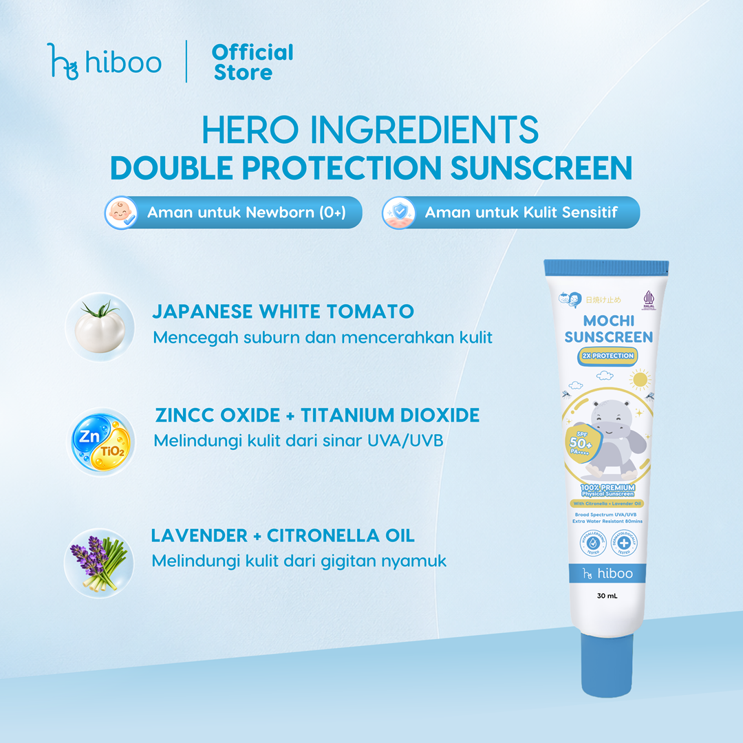 Hiboo Mochi Double Protection Physical Sunscreen SPF 50+ PA++++ with Anti Mosquito Fresh Scent