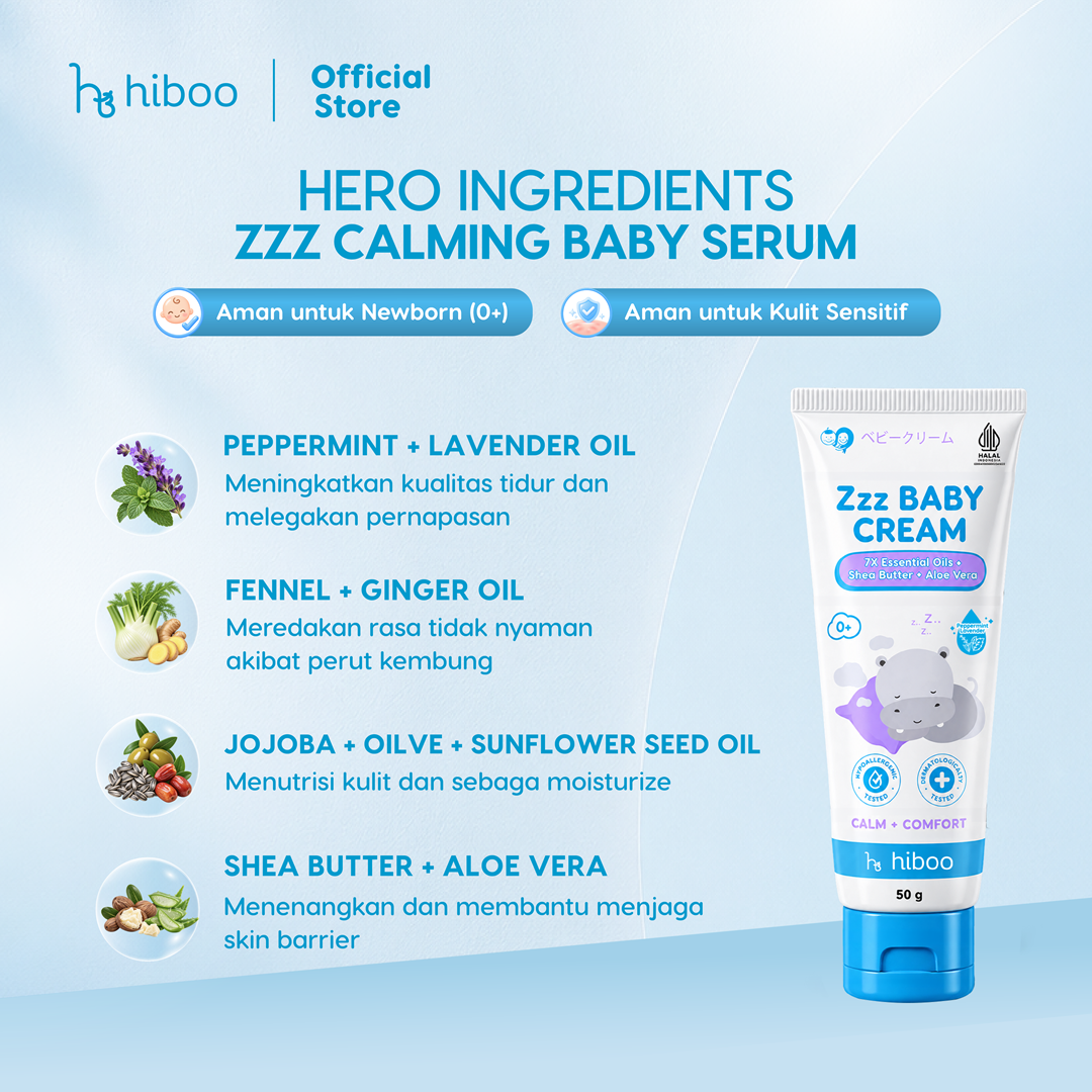 Hiboo Zzz Calming Baby Cream with 7X Essential Oils + Shea Butter + Aloe Vera