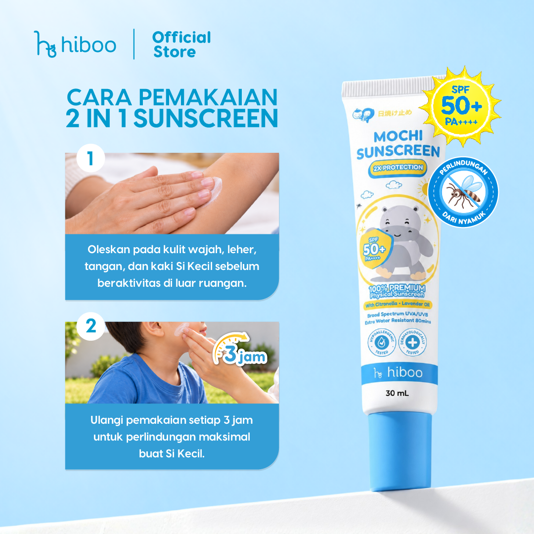 Hiboo Mochi Double Protection Physical Sunscreen SPF 50+ PA++++ with Anti Mosquito Fresh Scent